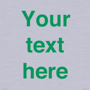 Custom blank information sign. Green text, plain background